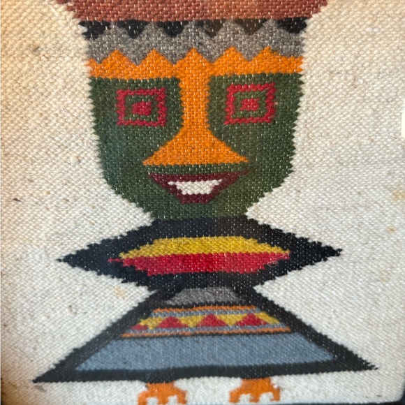 Vintage Beautiful Aztec Hand Woven Wool, Framed Tapestry,Kilim 13x13x2 - Picture 2 of 12